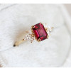 2.5ct Emerald Cut Ruby Cluster Engagement Ring