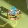 5.4ct Pear Cut Aquamarine Engagement Ring