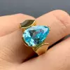 5.4ct Pear Cut Aquamarine Engagement Ring