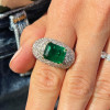 3.8ct Horizontal Emerald Paved Cocktail Ring