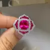 3ct Cushion Cut Ruby Rose Engagement Ring