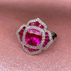 3ct Cushion Cut Ruby Rose Engagement Ring