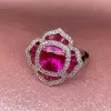 3ct Cushion Cut Ruby Rose Engagement Ring