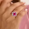 3ct Cushion Cut Ruby Rose Engagement Ring