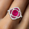 3ct Cushion Cut Ruby Rose Engagement Ring