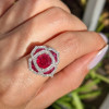 3ct Cushion Cut Ruby Rose Engagement Ring