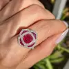 3ct Cushion Cut Ruby Rose Engagement Ring