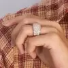 5ctw White Sapphire Paved Bold Wedding Band
