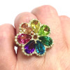 Rainbow Sapphire Flower Cocktail Ring