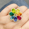 Rainbow Sapphire Flower Cocktail Ring