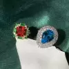 9.5ct Princess Cut Orange Red Sapphire Cocktail Ring