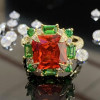 9.5ct Princess Cut Orange Red Sapphire Cocktail Ring
