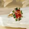 9.5ct Princess Cut Orange Red Sapphire Cocktail Ring