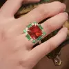 9.5ct Princess Cut Orange Red Sapphire Cocktail Ring