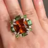 9.5ct Princess Cut Orange Red Sapphire Cocktail Ring