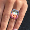 6.8ct Cushion Cut Bi-color Tourmaline Cocktail Ring