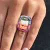 6.8ct Cushion Cut Bi-color Tourmaline Cocktail Ring