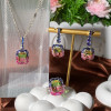 16ctw Halo Cushion Cut Bicolor Tourmaline Drop Earrings