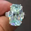 8.4ct Cushion Cut Light Aquamarine Engagement Ring