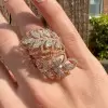 Nature-inspired Two Tone Leaves Bold Cocktail Ring