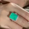14ct Emerald Cut Emerald European Shank Engagement Ring