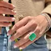 14ct Emerald Cut Emerald European Shank Engagement Ring