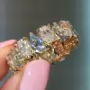 12ctw Aquamarine and White Sapphire Wedding Band