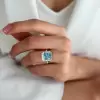 9.5ct Princess Cut Aquamarine Gradient Color Engagement Ring