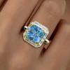 9.5ct Princess Cut Aquamarine Gradient Color Engagement Ring