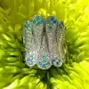 Round Cut Paraiba and White Sapphire Cocktail Ring