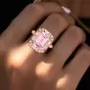 8.4ct Halo Emerald Cut Morganite Pink Sapphire Engagement Ring