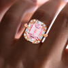 8.4ct Halo Emerald Cut Morganite Pink Sapphire Engagement Ring