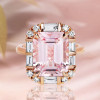 8.4ct Halo Emerald Cut Morganite Pink Sapphire Engagement Ring