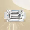 8.4ct East-West Emerald Cut Sandblasted Classic Engagement Ring
