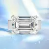 8.4ct East-West Emerald Cut Sandblasted Classic Engagement Ring