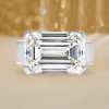 8.4ct East-West Emerald Cut Sandblasted Classic Engagement Ring