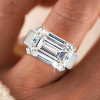 8.4ct East-West Emerald Cut Sandblasted Classic Engagement Ring