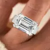 8.4ct East-West Emerald Cut Sandblasted Classic Engagement Ring