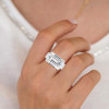 8.4ct East-West Emerald Cut Sandblasted Classic Engagement Ring
