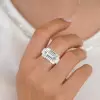 8.4ct East-West Emerald Cut Sandblasted Classic Engagement Ring