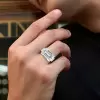 8.4ct East-West Emerald Cut Sandblasted Classic Engagement Ring