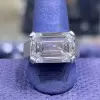 8.4ct East-West Emerald Cut Sandblasted Classic Engagement Ring