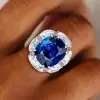 11ct Halo Cushion Cut Blue Sapphire Cocktail Ring