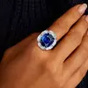 11ct Halo Cushion Cut Blue Sapphire Cocktail Ring