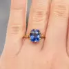 3.5ct Vintage Tanzanite Blue Sapphire Engagement Ring