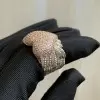 Angel Wing Pink Sapphire Paved Heart Cocktail Ring