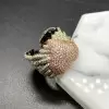 Angel Wing Pink Sapphire Paved Heart Cocktail Ring