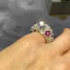 6.5ctw Multicolor Sapphire Butterfly and Flower Cocktail Ring