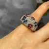 6.5ctw Multicolor Sapphire Butterfly and Flower Cocktail Ring