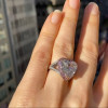 3.5ct Crushed Ice Heart Cut Pink Halo Engagement Ring
